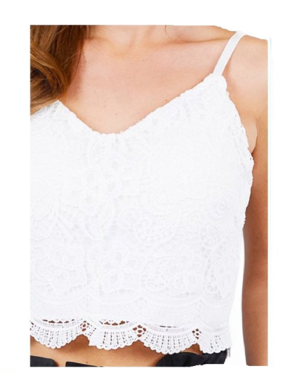 NWT-Women’s Crocheted Soft Lace Cami Top,Off White
